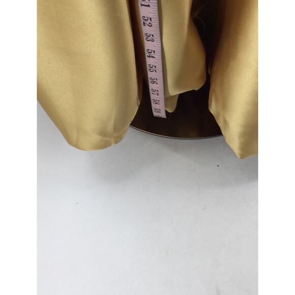 FORMAL 12 L gold mother of bride satin lace sleeves formal maxi dress NEW B112 - Picture 3 of 7